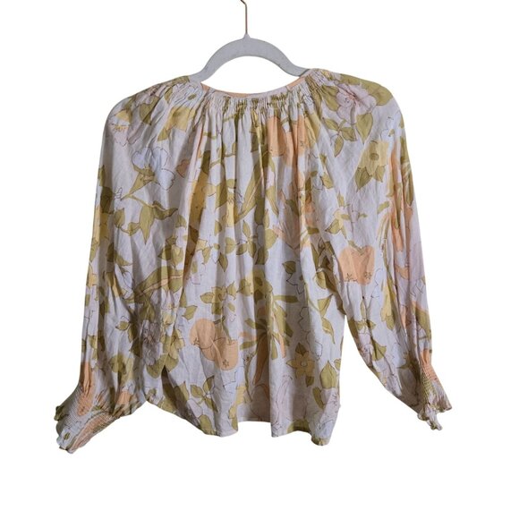 Rails Mariah Top Citrus Floral Linen Blend 3/4 Balloon Sleeve Size S - Picture 3 of 13